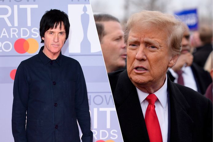 Gitarist Johnny Marr van The Smiths (links) en Donald Trump.