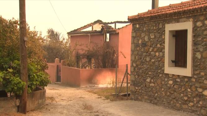 Zwartgeblakerde bomen en verwoeste huizen: Griekse eiland Evia meet de schade op