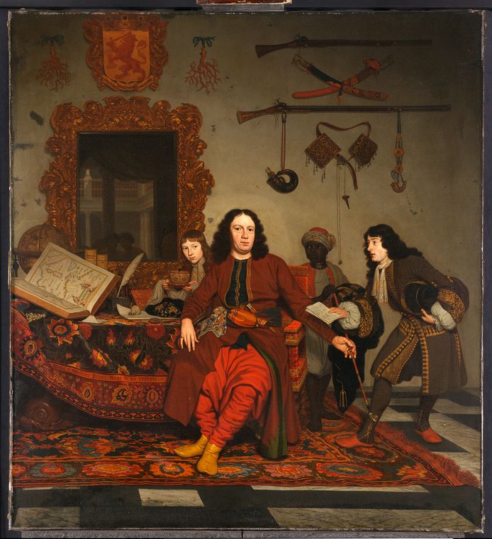 Aquest llenç, Thomas Hees i el seu servent Thomas i els seus cosins Jan i Andries Hees, pintat el 1687 per Michiel van Musscher és una raresa, perquè en molts objectes d'art es desconeixen els noms de les persones esclavitzades. Així que aquí el servent es diu Tomàs, igual que el seu cap.