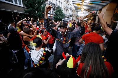 La Belgique laisse exploser sa joie après la victoire des Diables Rouges contre le Portugal