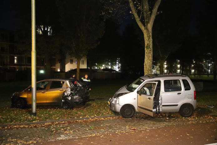 Een automobilist knalde op de Buitenhofdreef in Delft tegen een geparkeerd voertuig aan.