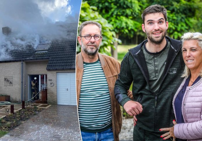Een brand vernielde donderdag de woning van Jannes Bousson en z'n ouders (rechts op foto in betere tijden, red.).