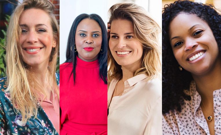 Van links naar rechts: Heleen Lameijer, Nancy Poleon, Emilie Sobels en Orfirah Hogeman. Beeld 