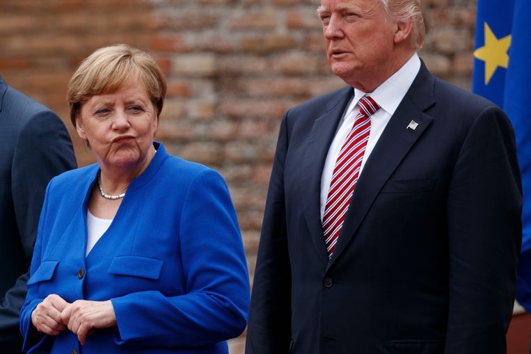 Zelfs de meestal optimistische Duitse bondskanselier Angela Merkel zei na afloop dat vooral de discussie over klimaat erg moeizaam was verlopen Beeld AP