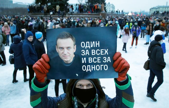 Demonstranten willen Navalny bevrijden