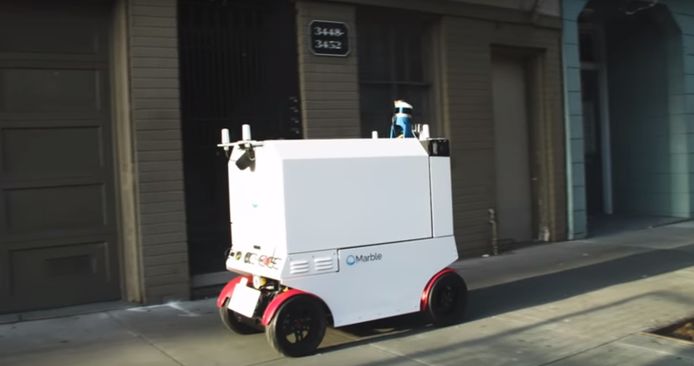 Het bedrijf Marble uit San Francisco bezorgt maaltijden met 'buurtrobots '.