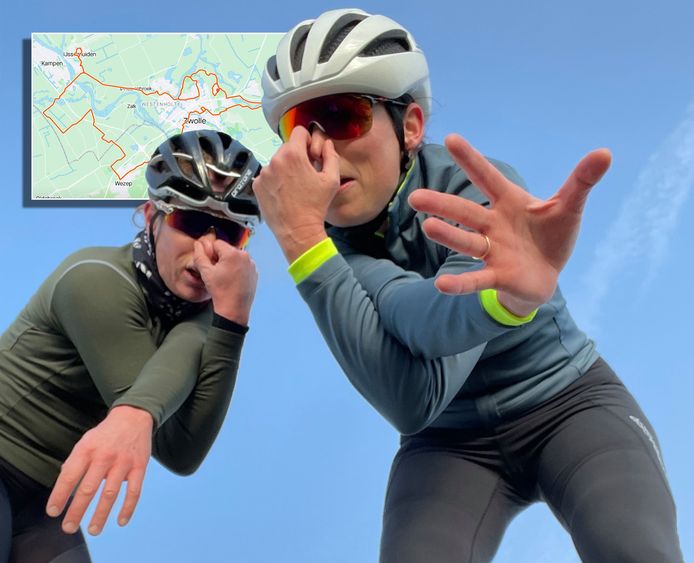 Oud-profwielrensters Marijn de Vries (rechts) en Kirsten Wild fietsten dit weekend voor het eerst de door Marijn de Vries bedachte route 'de Zwollifant'