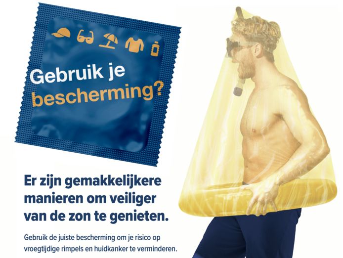 Het campagnebeeld met een knipoog naar condooms “Gebruik je bescherming?”