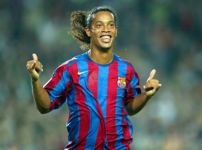 Ronaldinho in 2005 in het shirt van FC Barcelona.