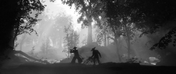 Veel schaduwen, een uitgezoomde camera om de natuur in beeld te brengen: 'Trek to Yomi' haalt veel vormelementen uit de films van de Japanse grootmeester Akira Kurosawa.