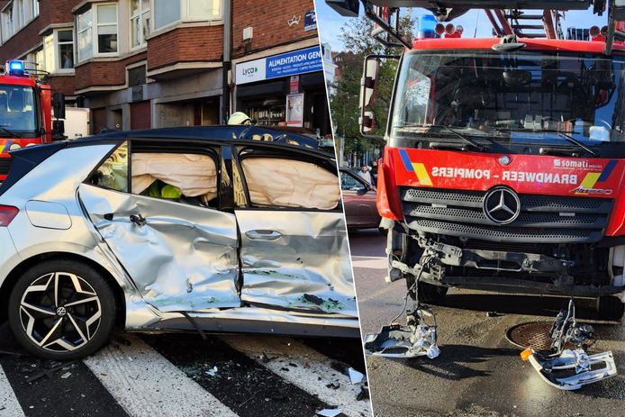 Auto crasht tegen brandweerwagen in Brussel: twee personen naar ziekenhuis