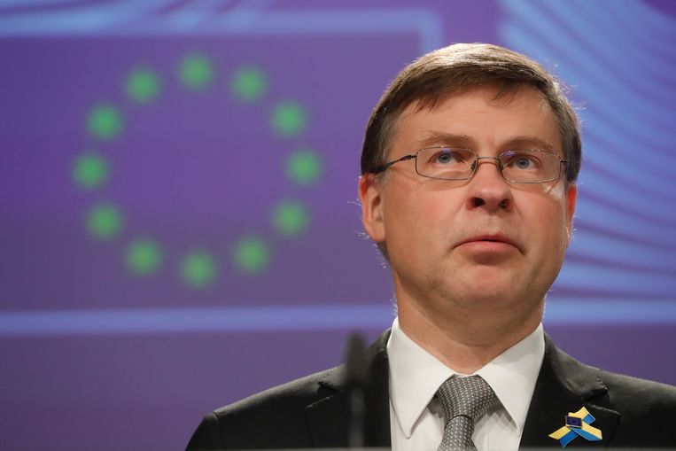 Eurocommissaris Valdis Dombrovskis. Beeld ANP / EPA