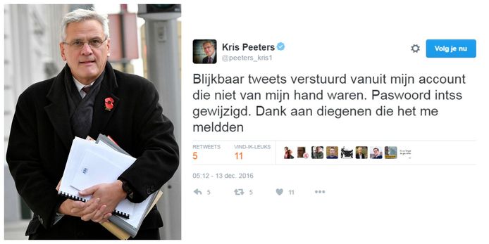 Twitteraccount Kris Peeters Even Gehackt Voor Kritiek Op Theo Francken Default Hln Be