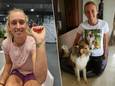 Links: Elise Mertens toont haar tattoo. Rechts: Mertens op een archiefbeeld met haar hond Bo.