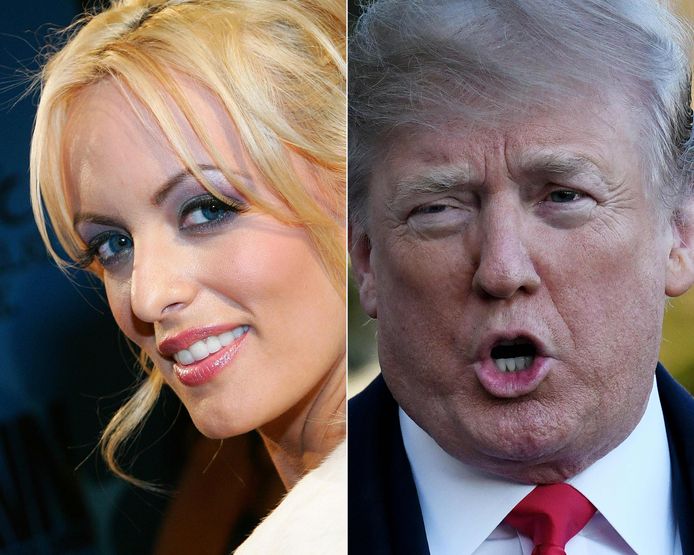 Pornoactrice Stormy Daniels zegt dat zij een affaire met Trump heeft gehad, hij ontkent.