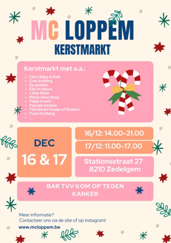 Scoor lastminute kerstcadeau op de kerstmarkt van MC Loppem Zedelgem