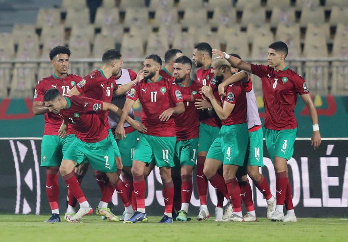 Marokko viert de goal.