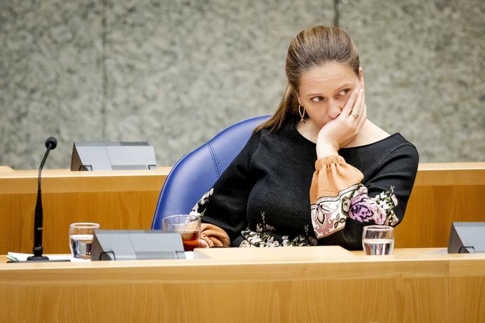 Minister Carola Schouten (Landbouw) tijdens het stikstofdebat in de Tweede Kamer.