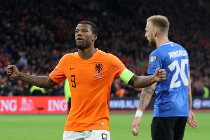 Georginio Wijnaldum maakte tegen Estland een hattrick