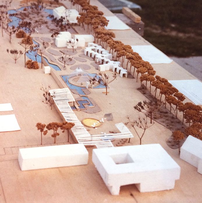 Maquette voor ‘cultuurboulevard’ met onder meer een danskuil in Bergeijk. Illustratie uit boek.