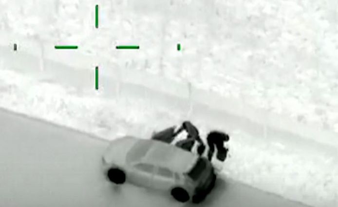 Beeld vanuit de politiehelikopter.