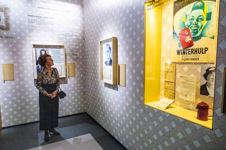 Het Verzetsmuseum in Amsterdam. In beeld is de Nederlandse prinses Margriet te zien, die het museum heropende. Beeld Brunopress / Patrick van Emst
