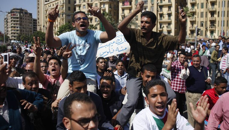 Anti-Mubarakprotest op het Tahrirplein in Caïro. Beeld ap
