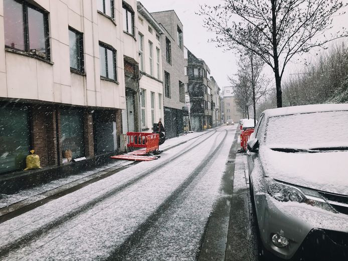 Sneeuw in Aalst.
