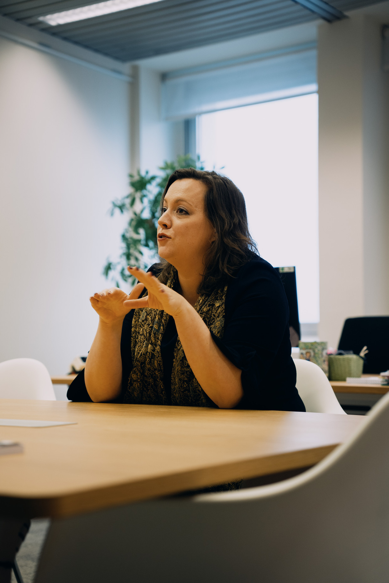 Karen Donders. ‘Er lopen nog wel degelijk sollicitaties van vrouwen binnen die een plek bij Sporza ambiëren. Godzijdank.’ Beeld Wouter Van Vooren