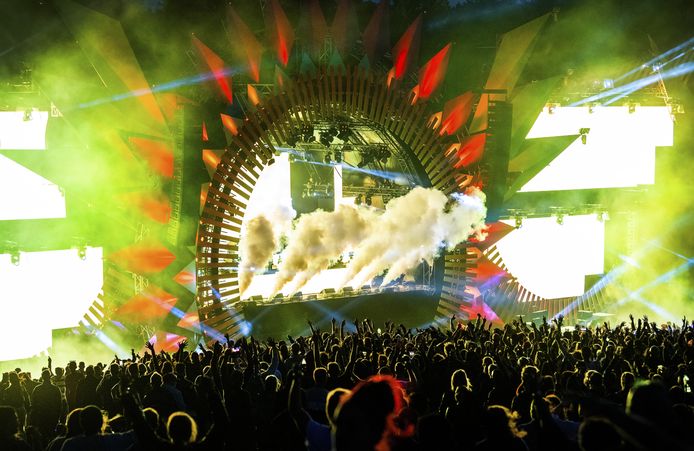 David Guetta tijdens de 25e editie (in 2019) van het dancefestival Dance Valley in Spaarnwoude.