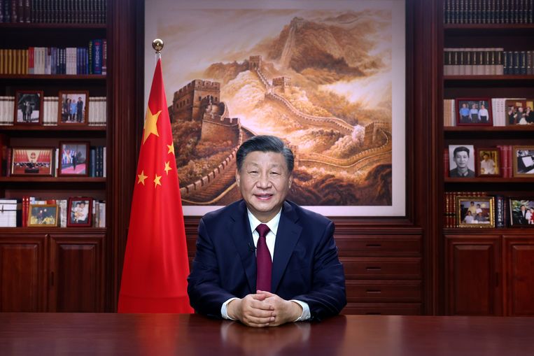 De Chinese president Xi Jinping tijdens zijn nieuwjaarstoespraak afgelopen 31 december.  Beeld AP
