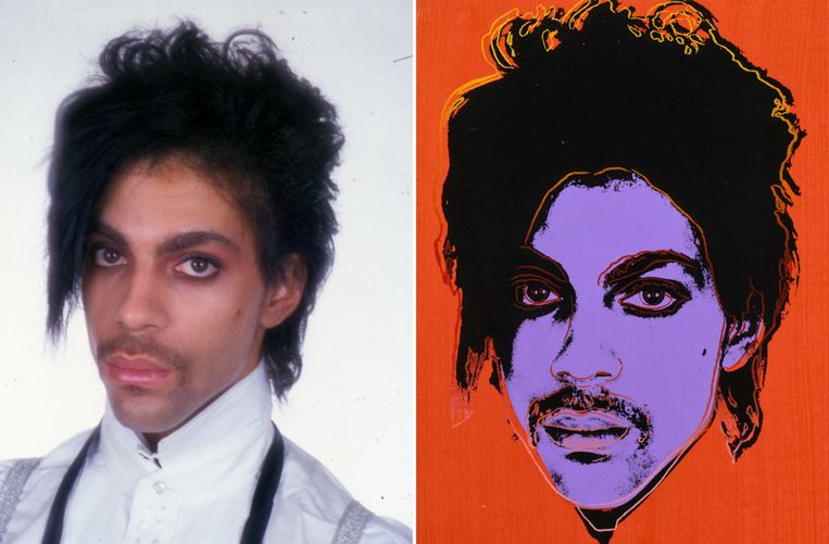 Andy Warhol maakte de zeefdruk van Prince in opdracht van ‘Vanity Fair’ op basis van een foto van Lynn Goldsmith. Beeld Lynn Goldsmith / The Andy Warhol Foundation