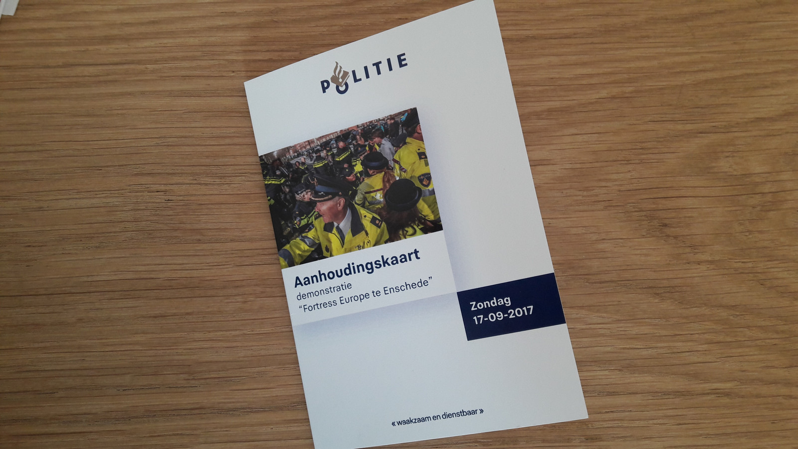 De voorkant van het kaartje