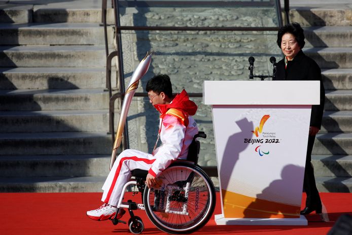 Vicepremier Sun Chunlan tijdens een ceremonie van de winterparalympics, eerder dit jaar.