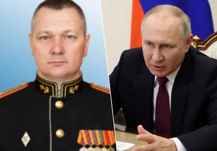 De overleden Russische kolonel Vadim Boyko (links) en de Russische president Vladimir Poetin (rechts).