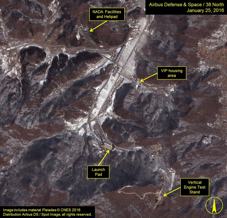 Een Noord-Koreaanse raketbasis. Geschat wordt dat Pyongyang over naar schatting duizend raketten beschikt, van korteafstandsrakketten tot raketten voor de middellange afstand. Deze kunnen voorzien worden van chemische wapens. Beeld Airbus
