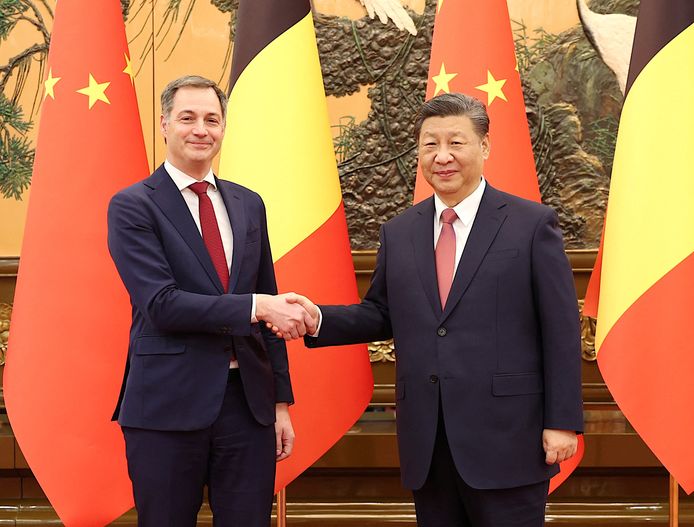 Chinese president Xi Jinping en premier Alexander De Croo.