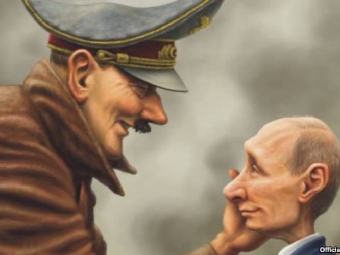 Oekraïense regering deelt karikatuur die Poetin vergelijkt met Hitler: “Dit is geen ‘meme’, maar de realiteit”