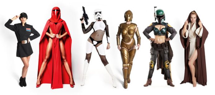 Alle Star Warskarakters blijven herkenbaar, ondanks hun sexy outfits