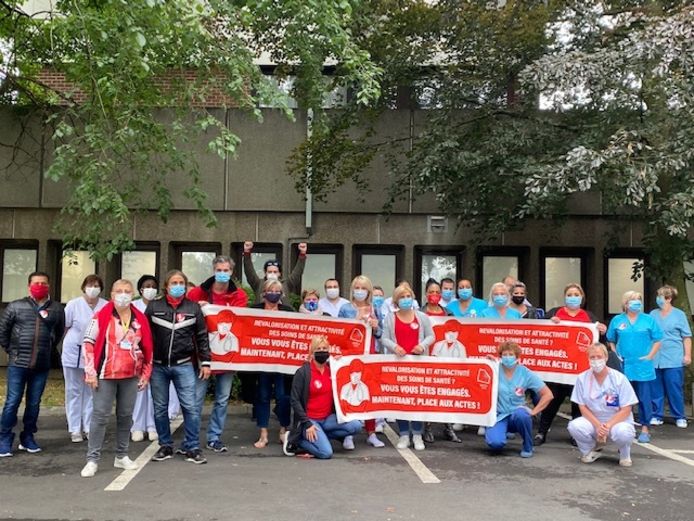 Manifestation à l'hôpital Sainte-Thérèse à Montignies-sur-Sambre (Charleroi)