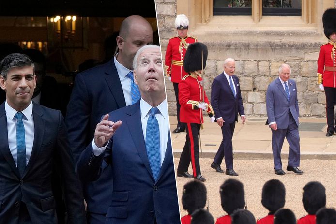 De Amerikaanse president Joe Biden ontmoet de Britse premier Rishi Sunak en koning Charles III tijdens een staatsbezoek aan het Verenigd Koninkrijk.