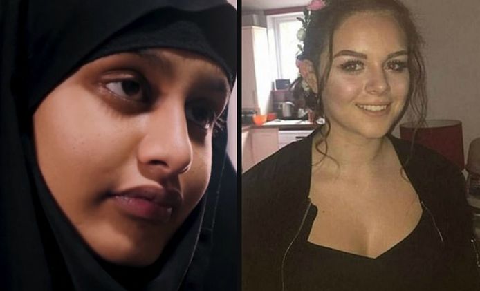 Links: Shamima Begum. Rechts: Olivia Campbell, een van de slachtoffers van de aanslag in de Manchester Arena.