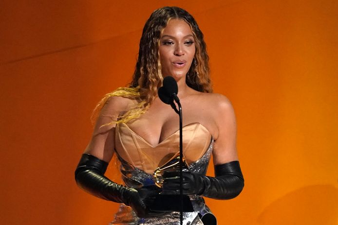 Beyoncé tijdens de Grammy Awards van afgelopen weekend.