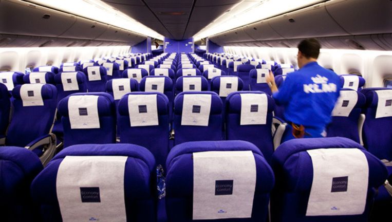 Economy Comfort op intercontinentale vluchten is volgens de KLM een groot succes, de maatschappij introduceert deze klasse nu ook op Europese vluchten. © ANP Beeld 