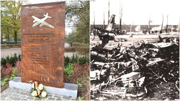 75 jaar nadat acht militairen het leven lieten bij een vliegtuigcrash in Huizingen is de bemanning postuum geëerd met een gedenkplaat aan de Beemd.