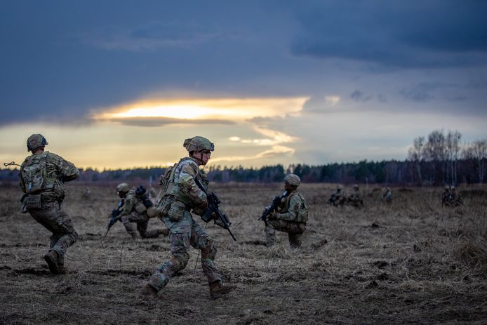 Amerikaanse soldaten tijdens een oefening in Polen.