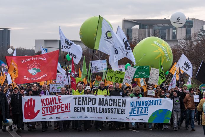 In Duitsland werd naar aanleiding van de klimaatconferentie al geprotesteerd tegen het gebruik van steenkool.