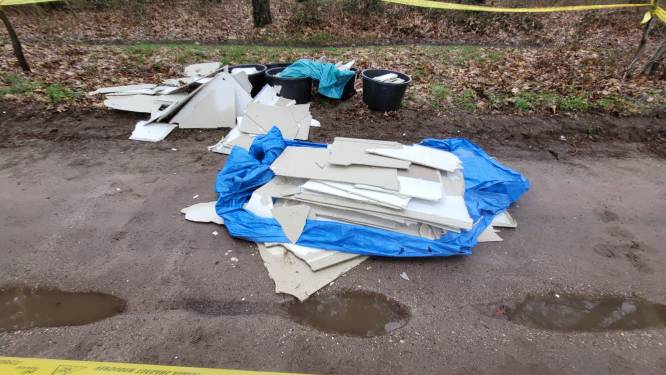 Platen asbest gedumpt in het bos bij Goirle