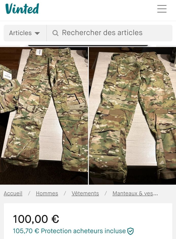 Raap Lift vergaan Nieuwe uniformen van Belgisch leger nog niet onder alle soldaten verdeeld,  maar wel al te koop op Vinted: 100 euro voor een broek, 150 voor een  gasmasker | Binnenland | hln.be