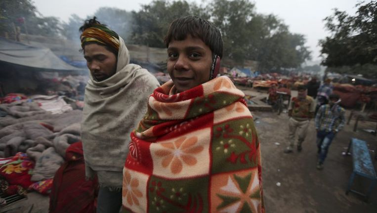 Mannen in dekens in Uttar Pradesh Beeld reuters